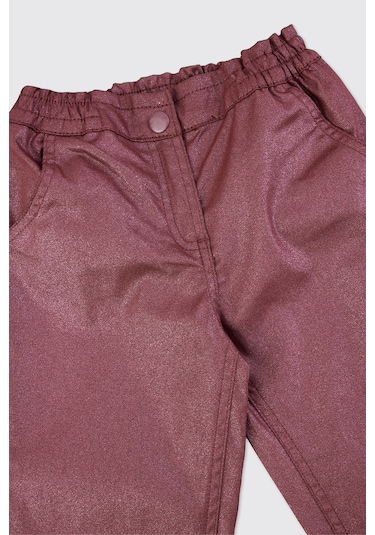 Panço Kız Çocuk Simli Pantolon Bordo