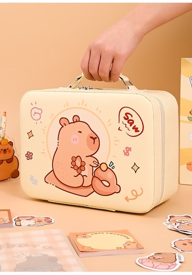 Relaxed İlkokul Öğrencileri Hatıra Hediye Kutusu Öğrenme Kırtasiye Hediye Paketi Kapibara Kırtasiye Seti-sarı