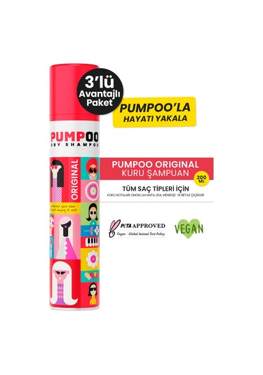 Pumpoo Kuru Şampuan 3 x 200 ML