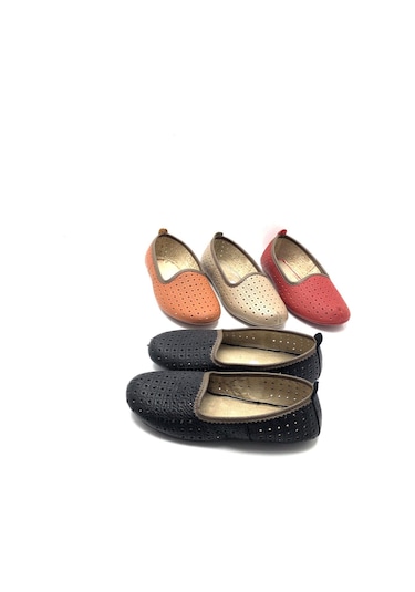 Hakiki Deri Hava Alabilir Delikli Siyah Renk Hac Umre Tavaf Patiği Ve Ev Ayakkabısı Siyah