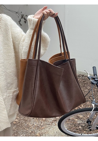 Teltree 2023 Yeni Model Meilade Kadın Çanta - Büyük Kapasite, Yumuşak Deri, Magnetik Kapatma Ve İç Çantalı Siyah Tote Çanta