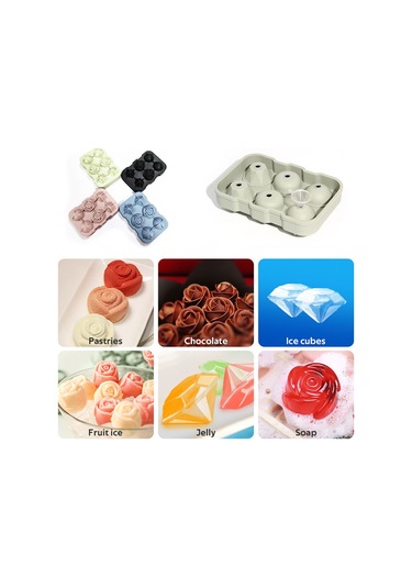 Wezone Morandi 3'lü Silikon Buzluk Seti: 6'lı Gül Desenli, Kapaklı, Yiyecek Dereceli, Ev Ve Parti İçin Pratik Buz Şekillendirici Çok Renkli