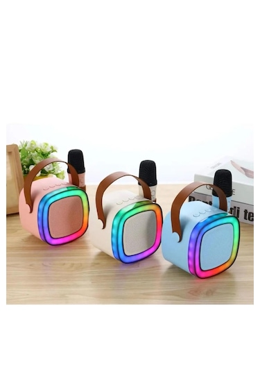1adet Karaoke Hoparlör Kart/usb Mikrofon Işıklı Bluetooth Speaker
