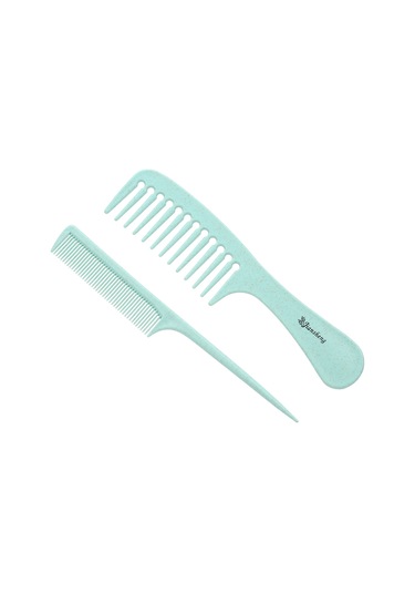 Samdoo Buğday Sapı İki Adet Saç Taraması Seti - Geniş Ve Dar Dişli, Statik Üretmez, Saç Ve Kafa Derisini Korur, Rastgele Renk