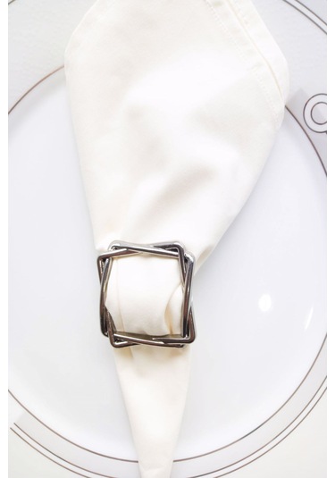 6 Adet Silver Square Metal Peçete Halkası