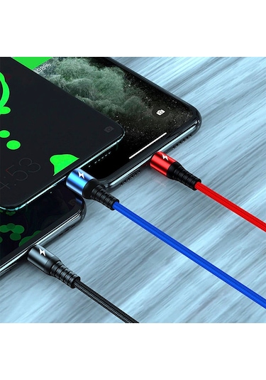Çoklu Universal Uyumlu 3in1 Kablo Type-c Micro Lightning Girişli