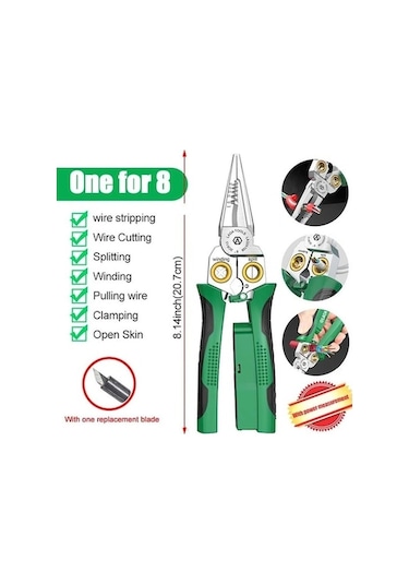 Tongxida 8-in-1 Elektrik Tel Sıyırma Pencesi, 12v-250v, Awg 18-4.0mm², Kompakt, Elektrikçiler İçin