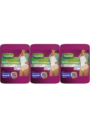 Depend Emici Külot Kadın Hasta Bezi Extra Büyük XL 3 x 9'lu