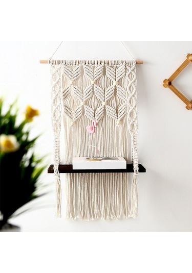 Suntek Makrome El Yapımı Boho Püskül Goblen Duvar Kahverengi