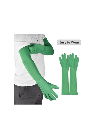 Youtek Yeşil Elastik Lifli Fotoğraf Çekim Kafa Çemberi Ve Uzun Eldiven Seti - Arka Plan Ayırma İçin Esnek Malzeme