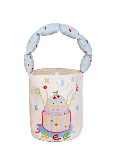 Homyl Kadın Kova Çantası Taşınabilir Çanta Günlük Sevimli Kek Kalıbı