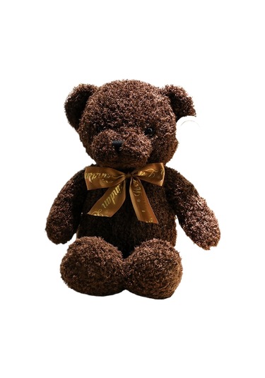 Turki Teddy Ayı Plush Toy Renkli Pillow 50cm Yosun Papyon-koyu Kahverengi