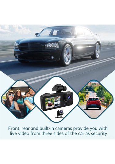 Yunboo Araç İçi 3 Kameralı Sürücü Kaydedici - Wıfı İle Ön+iç+arka 1080p Hd Gece Görüşü Dvr