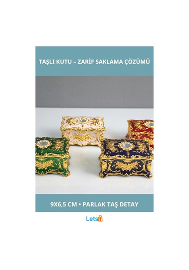 Swarovski Taşlı Şık Kutu 9x6.5 Cm Dekoratif Eşya Saklama 1 Adet