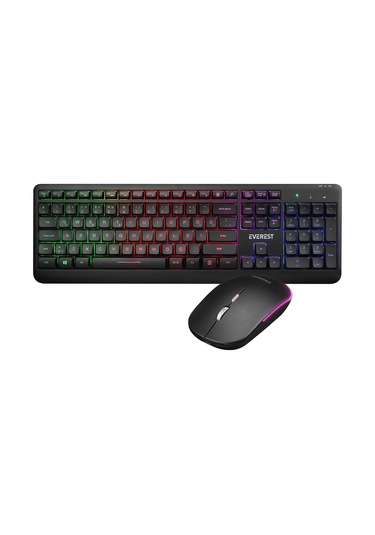 Everest KM-1500 Kablosuz Rainbow Aydınlatmalı Q Multimedia Klavye Mouse Set