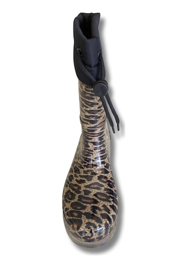 Konçlu Peluşlu Kadın Yağmur Çizmesi 36-40 Leopar Leopar