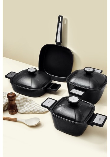 Brett 7 Parça Tencere Seti Siyah Siyah