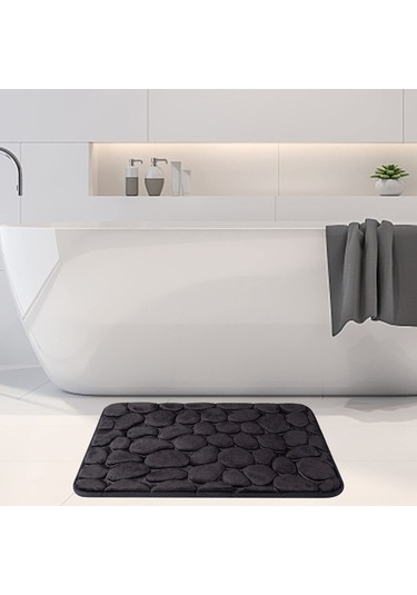 Ulzyvf Yumuşak Hafıza Köpüklü Banyo Paspası - Süper Emici, Kaymaz, Makinede Yıkanabilir Siyah Siyah