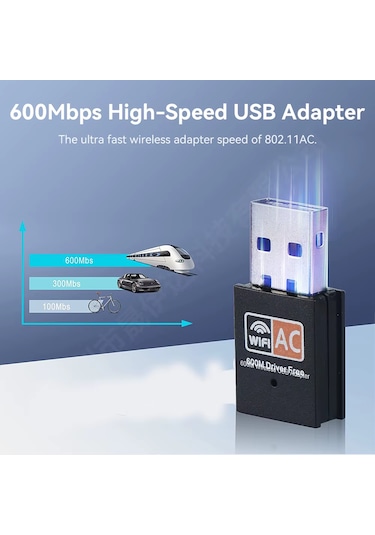 600 Mbps Usb Wifi Adaptörü Kablosuz İnternet Güçlendirici Tak Çalıştır Mini Dongle