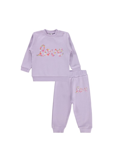 Civil Baby Çiçek Love Baskılı 6-18 Ay Takım - Lila