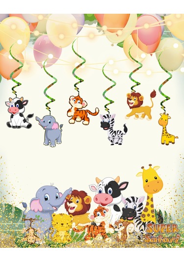 Safari Temalı 3d Tavan Sarkıt 6 Lı Tüm Yaşlar