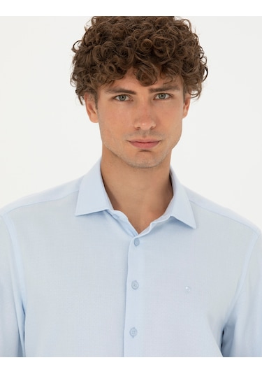 Pierre Cardin Erkek Açık Mavi Desenli Gömlek 50275511-vr003 Açık Mavi