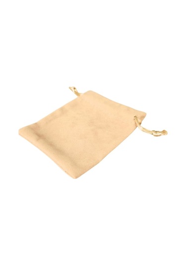 Süet & Kadife Duble Kese Krem 10 Adet 9x12 Cm Takı, Altın Kesesi İpli & Büzgülü