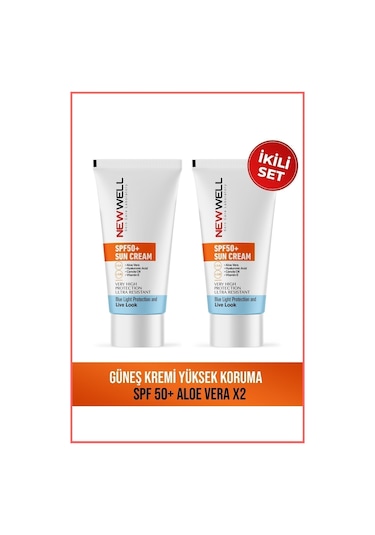2 Adet Güneş Kremi Yüksek Koruma Spf 50+ Aloe Vera