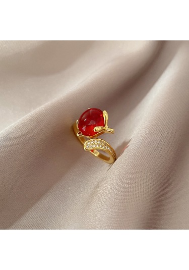 Geometrik Elmas Taşlı Yuvarlak İnci Yüzük No.8 Çok Renkli