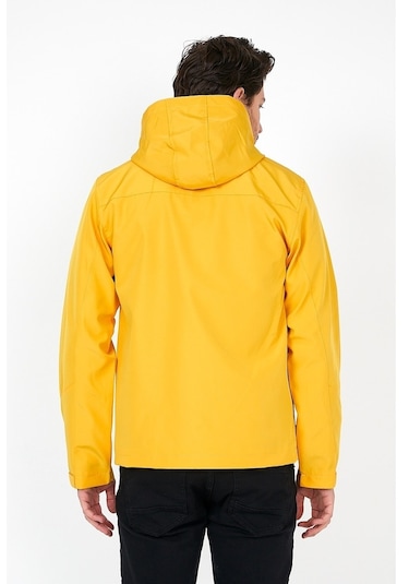 Sivaist Yeni Sezon Erkek Sarı Softshell Kapüşonlu Iç Cepli Mont