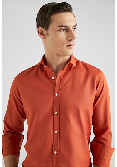 D's Damat Erkek Gömlek Slim Fit Turuncu Renk 6EF02ORT00288 Turuncu