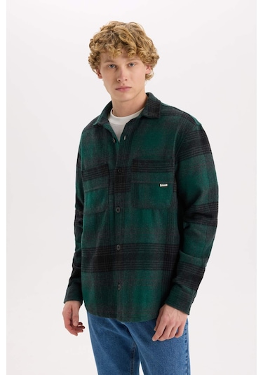 DeFacto Relax Fit Kareli Oduncu Uzun Kollu Gömlek Ceket D1411AX24WNGN465 Yeşil DeFacto Relax Fit Kareli Oduncu Uzun Kollu Gömlek Ceket D1411AX24WNGN465 Yeşil