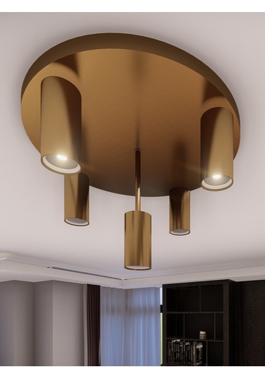 Miren Eskitme Sabit Başlıklı 5'li Spot Led Tavan Avizesi