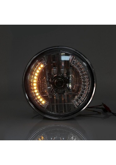Besthome1 Retro Motosiklet Ön Farı - 8'lik Led Melek Halkalı, Çift Işık Seç, Abs+pc, Eco Enerji