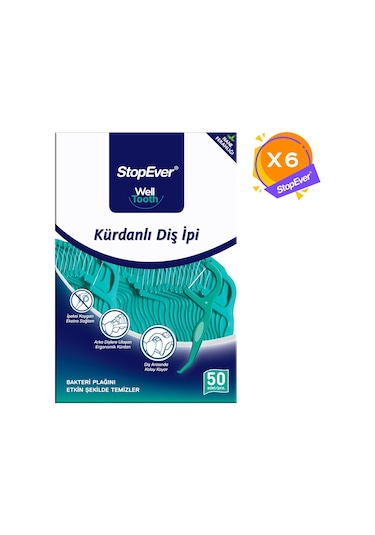 Stopever Well Tooth Kürdanlı Diş İpi & Nane Ferahlığı 6 x 50'li
