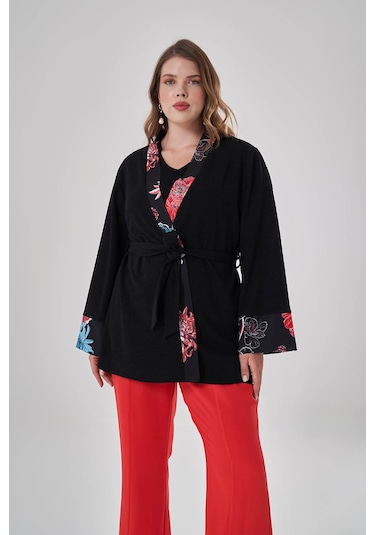 Mizalle Desen Garnili Kimono Siyah