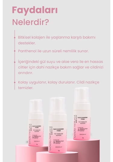 Bade Natural Gül Suyu İçerikli Yüz Temizleme Köpüğü 100 ML