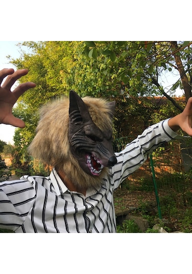 Kurt Adam Başlı, Tam Başlı, Korkunç Şeytanlı, Maskeli Balolu, Cosplay Eldivenli Cadılar Bayramı Maskesi, Zqkla Diğer