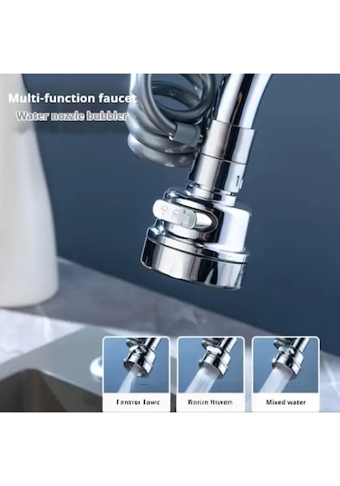 Asl223 Yaylı Uzayan 3 Fonksiyon Krom Musluk Ve Batarya Borusu