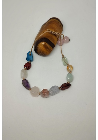 Bade Accessories Apatit Jasper Pembe Kuvars Ametist Akuamarin Sitrin Bileklik Çok Renkli