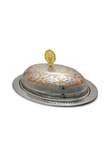 Sunumluk Özel İşlemeli 30 Cm Bakır Metalik