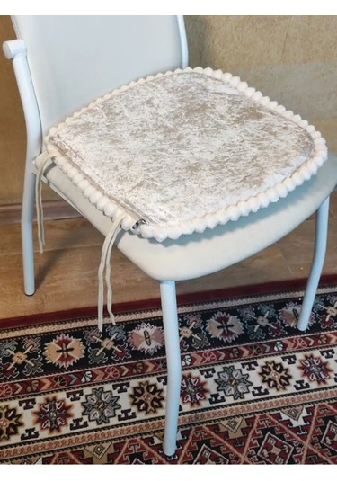 Burush Sandalye Minderi 40x40 Cm, Bağcıklı 160939742 Bej