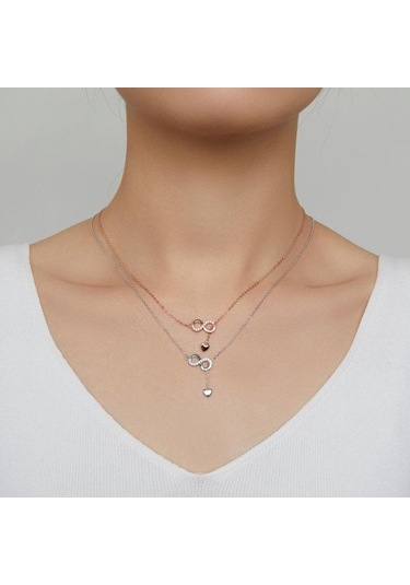 Gümüş Bamoer 925 Ayar Gümüş Infinity Sonsuza Aşk Zincir Kolye Kolye Kadınlar İçin