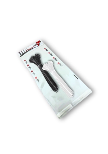 Plastik Kablo Bağı Klipsi Cırt Kelepçe 250 Mm X 4.8 Mm 50 Şer Adet Siyah Beyaz Set Toplam 100 Adet Diğer