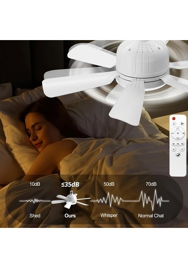 Xuweiwei 46 Cm Beyaz 40w 46 0cm 51 99cm Uzaktan Kumandalı 6 Yapraklı Led Tavan Vantilatörü Işığı E26 E27 3 Renk 3 Hız Ayarlı
