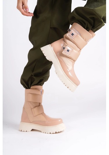 Elısa Cırt Cırtlı Paraşüt Kumaş Rugan Kadın Bot Rtt - Ten Ten