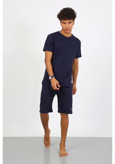 Akbeniz Erkek Pamuk Lakost Alt Üst Kaprili Pijama Takım Lacivert 6873 Lacivert