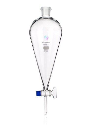 Ayırma Hunisi 1000 Ml - Cam Musluk - Plastik Tıpalı - Borosilikat