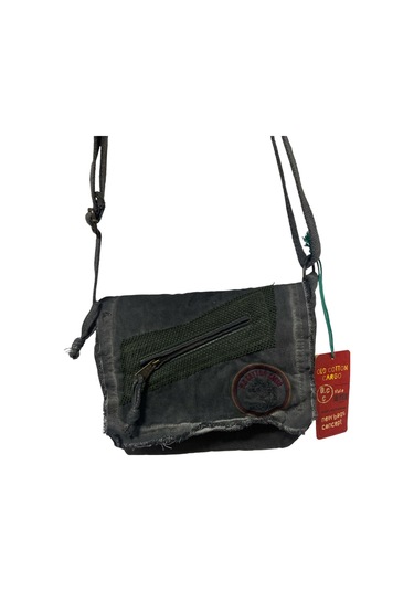 Vintage Küçük Salaş Unisex Günlük Çapraz Postacı Çantası S Boy 26x20cm Siyah Yeşil