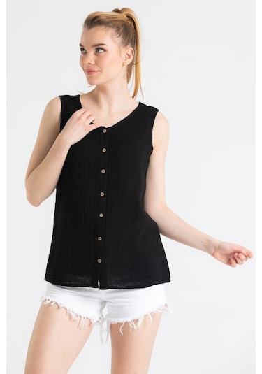 Kolsuz Müslin Melis Bluz Siyah Syh-siyah Siyah